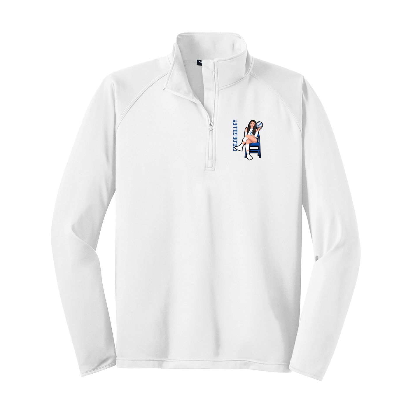 Q-Zip Pullover — Name Vertical in White