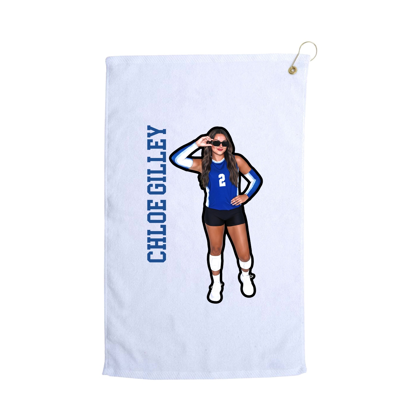 Golf Towel — Name Vertical in White