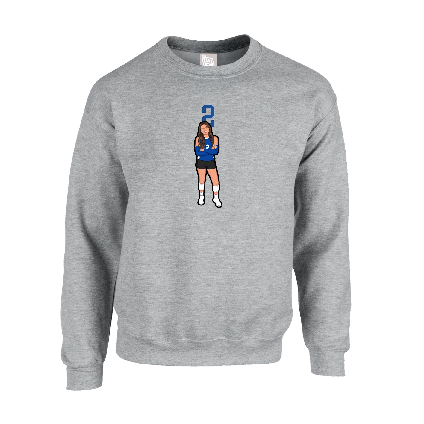 Fleece Crew — Number Top in Grey