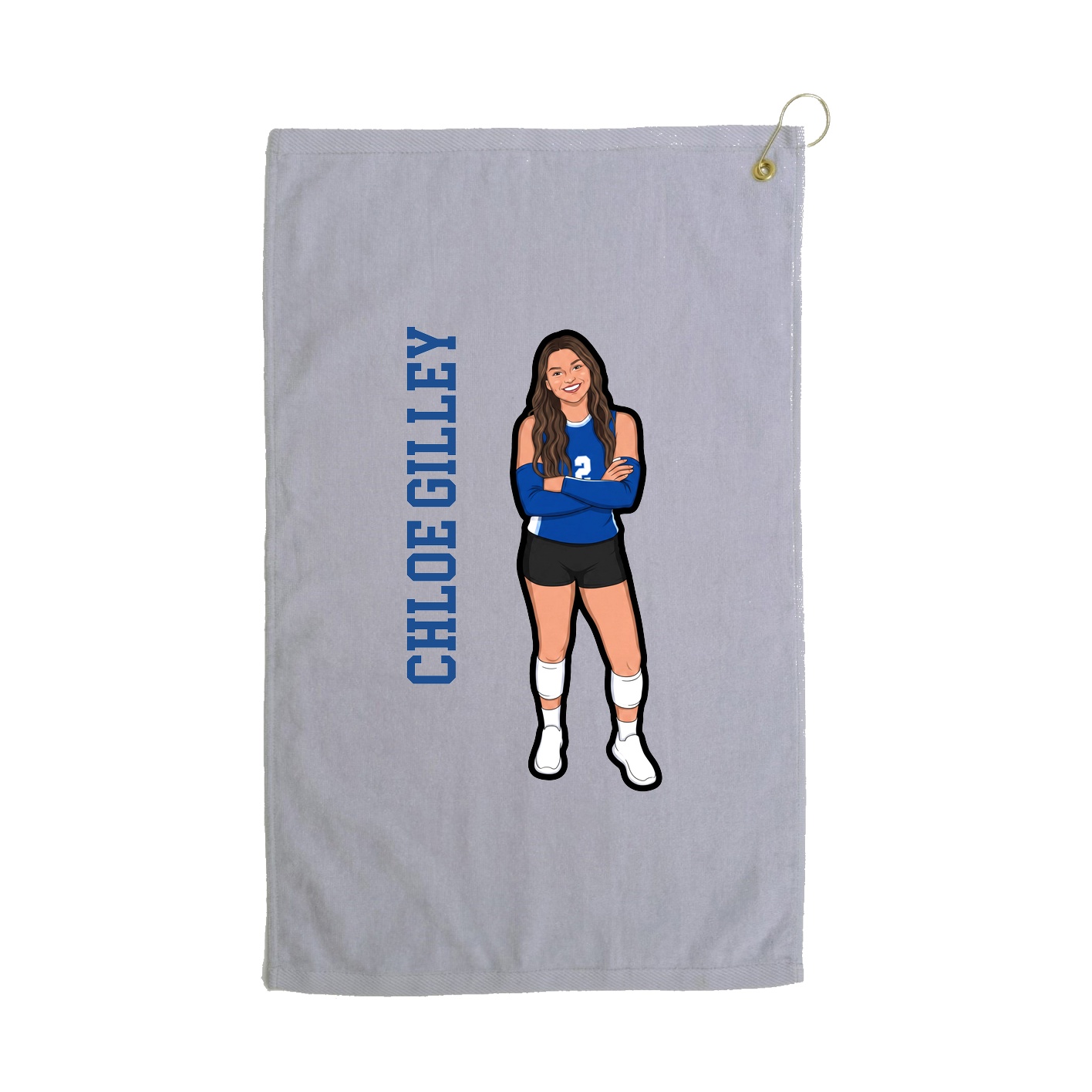 Golf Towel — Name Vertical in Grey