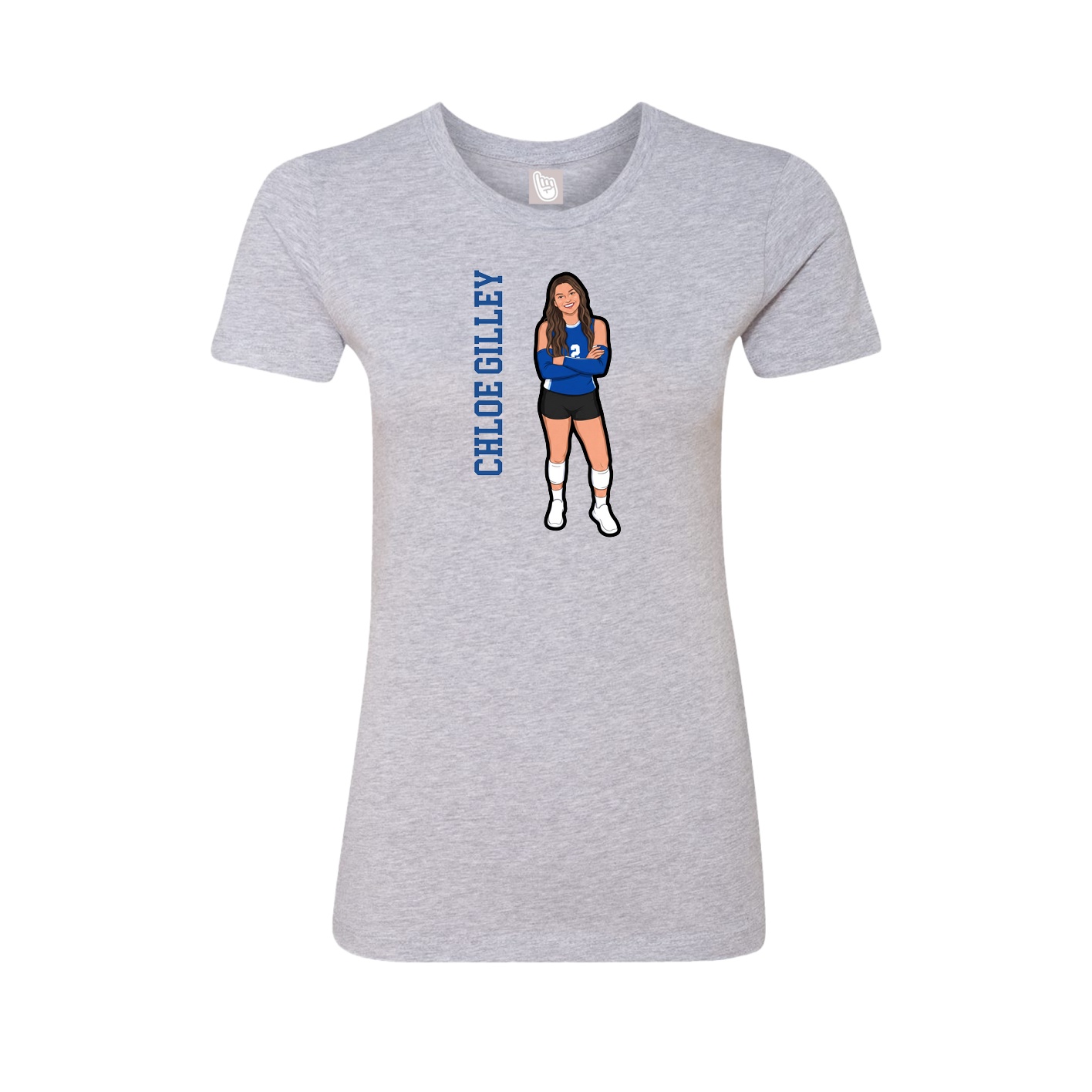 Fitted Women's Tee — Name Vertical in Grey