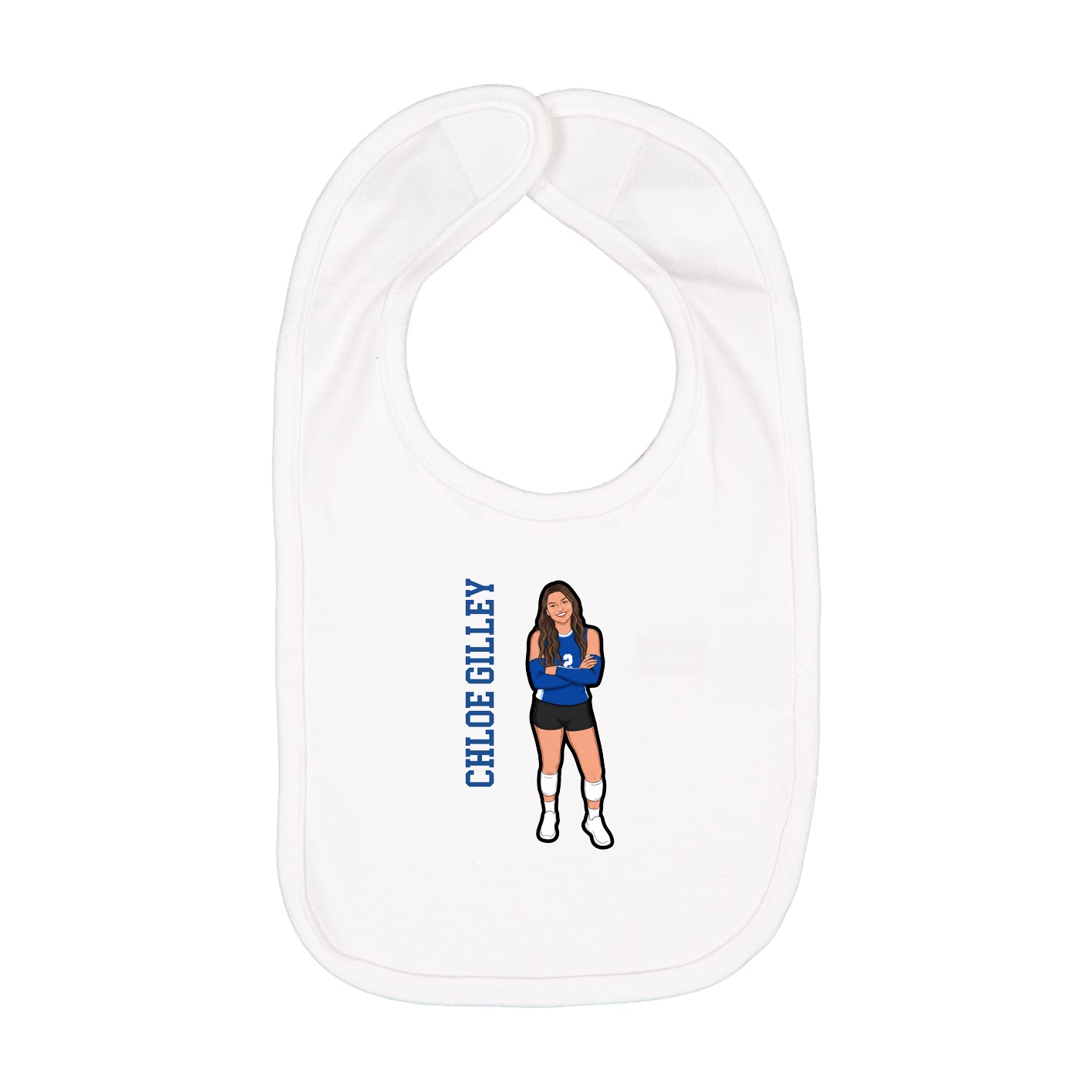 Infant Bib — Name Vertical in White