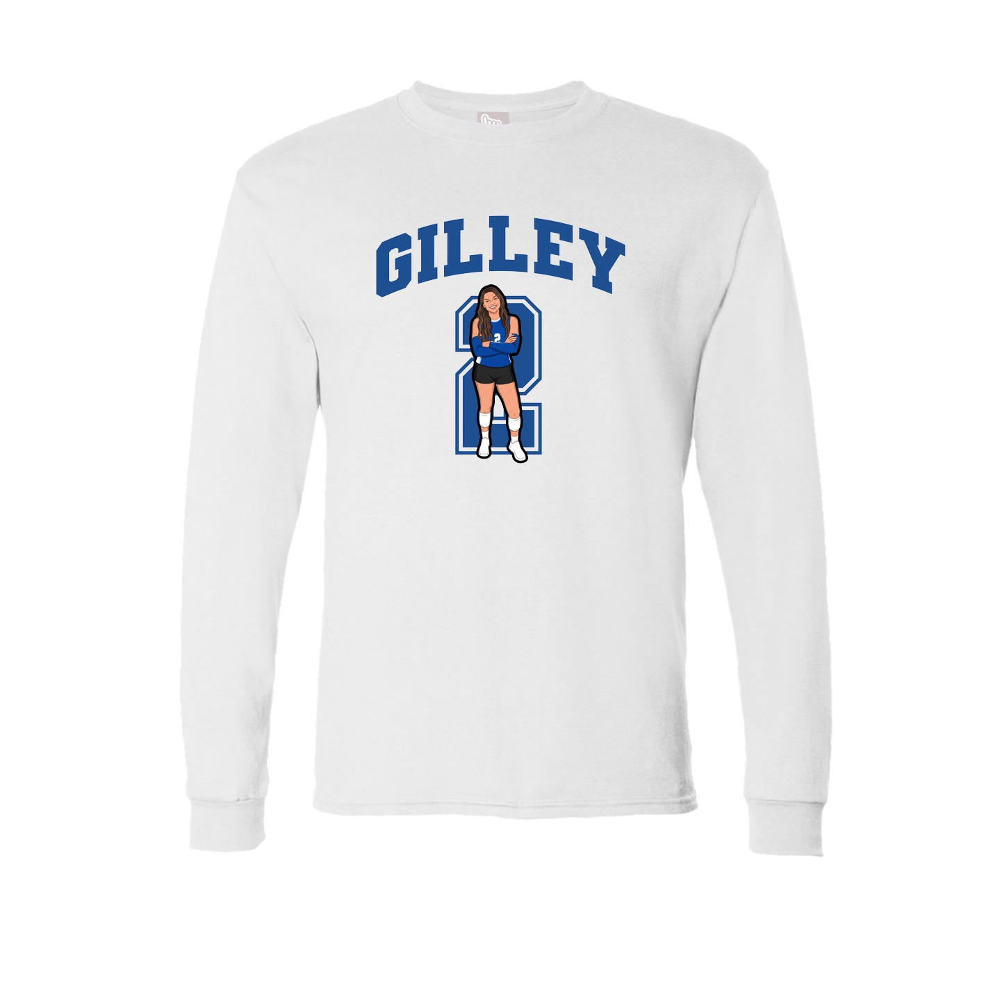 Long Sleeve Tee — Number in White
