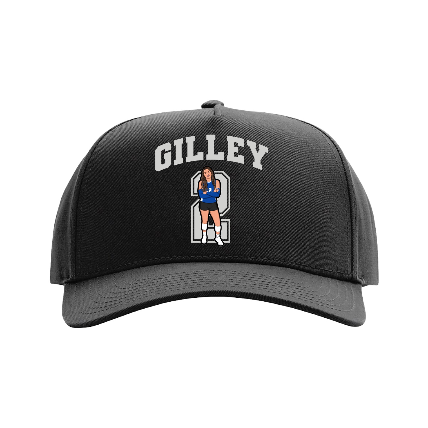 Full Fabric Five-Panel Champ Cap — Number in Black