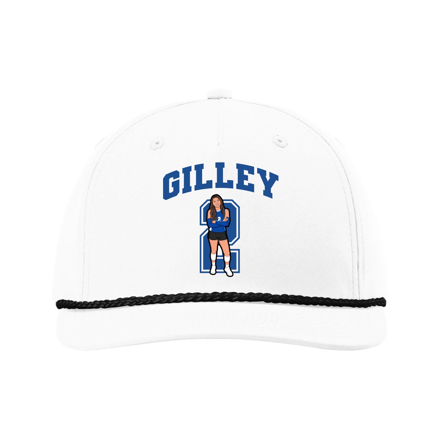 Five-Panel Classic Rope Cap — Number in White