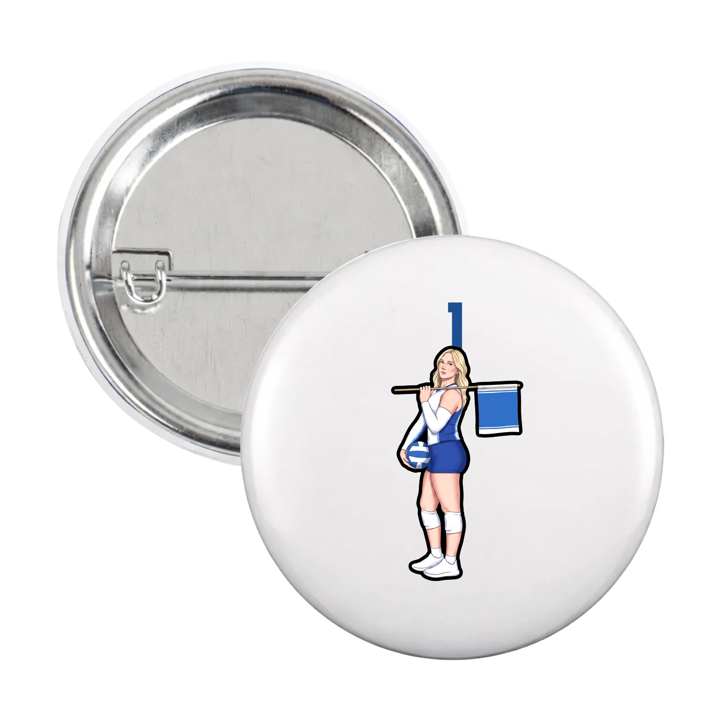 Game Day Button — Number Top in White