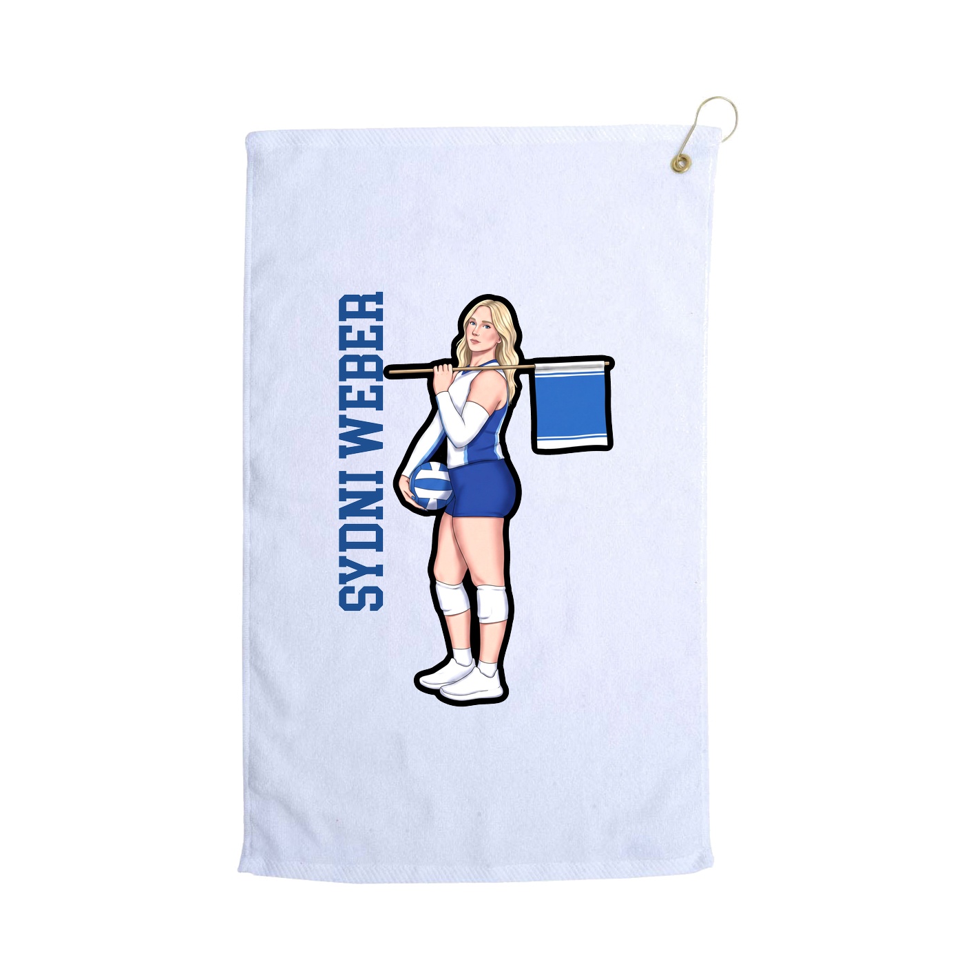 Golf Towel — Name Vertical in White