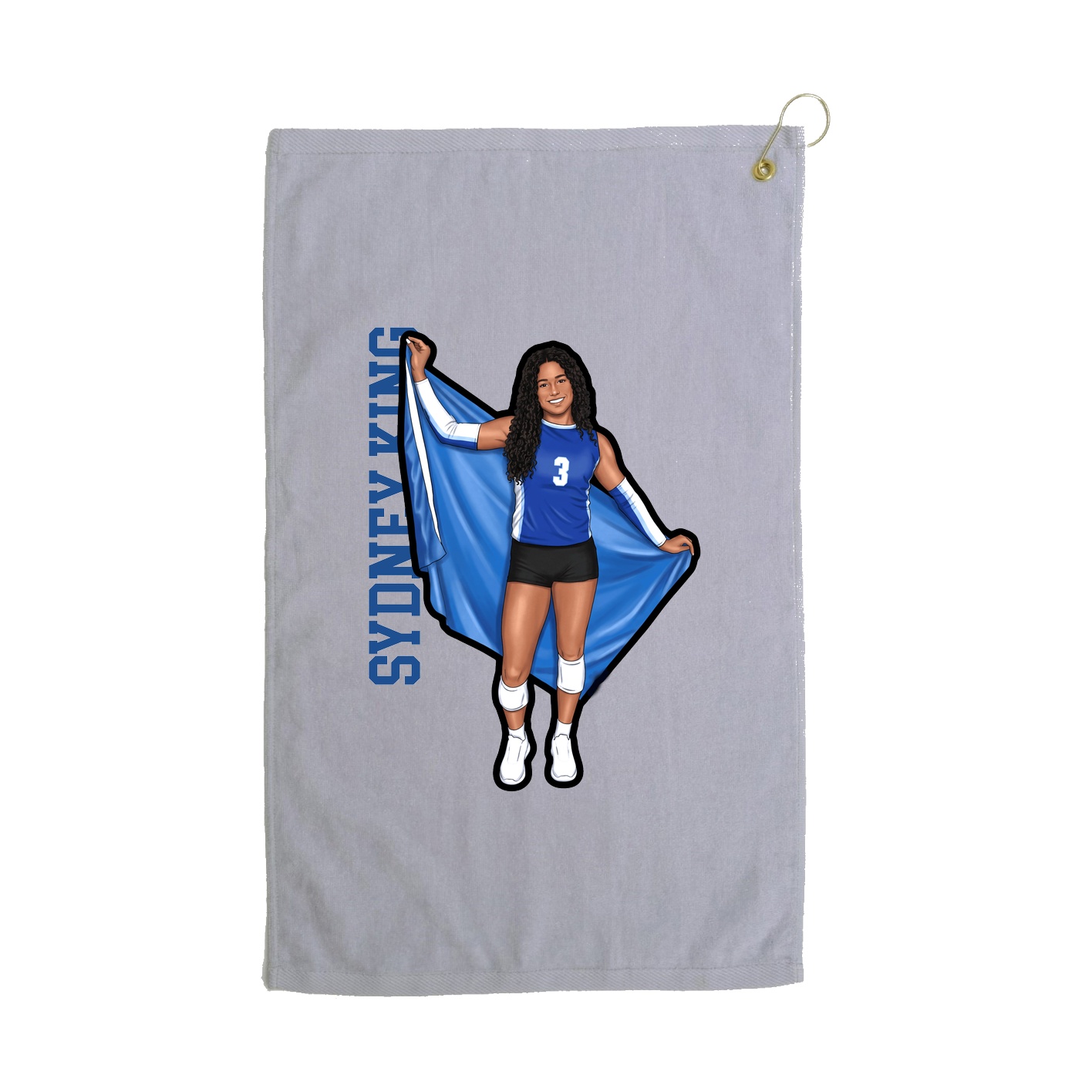 Golf Towel — Name Vertical in Grey