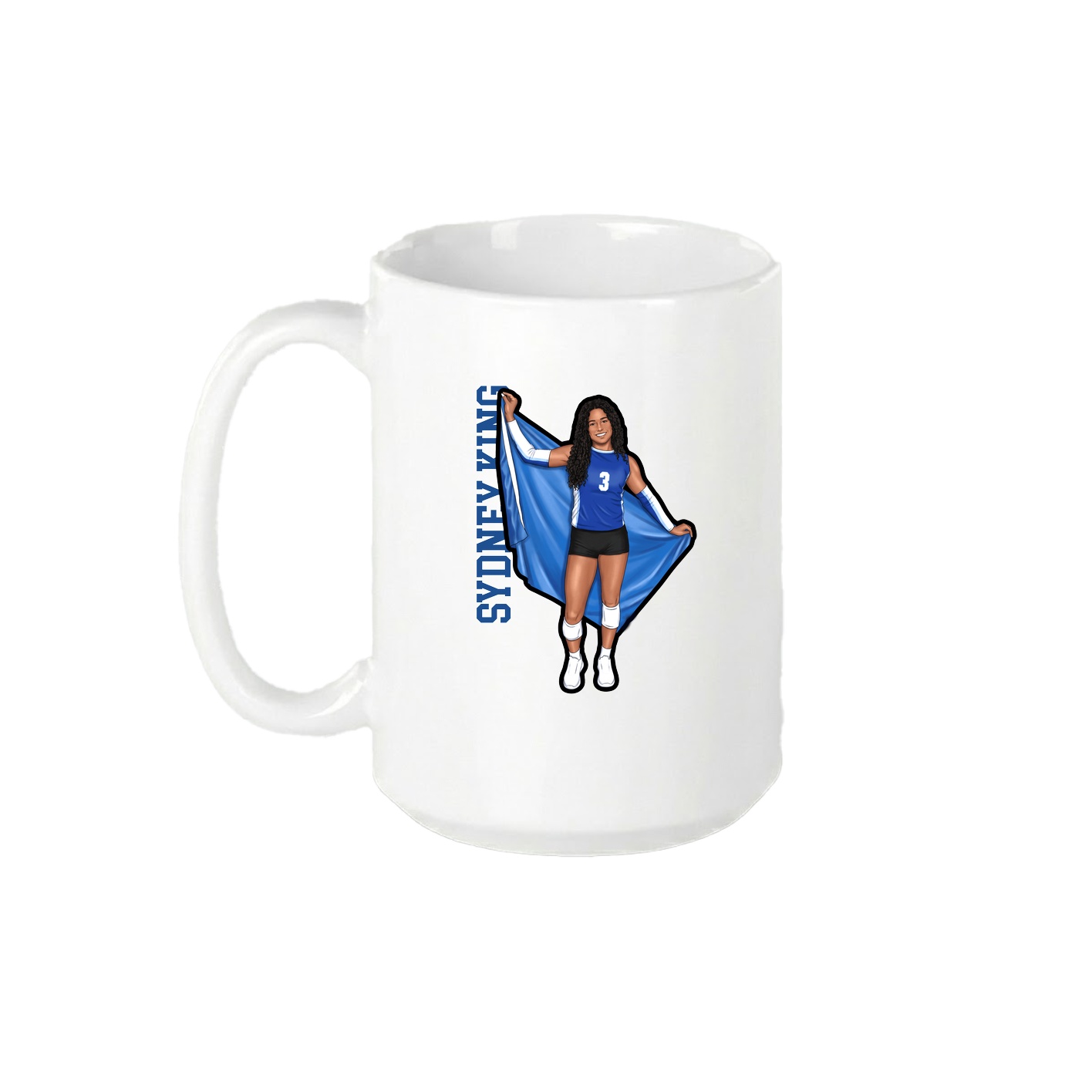 15oz Coffee Mug — Name Vertical in White