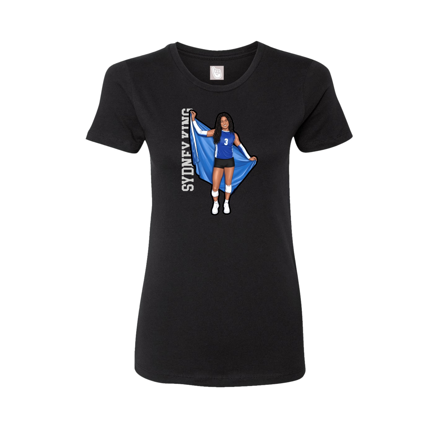 Fitted Women's Tee — Name Vertical in Black