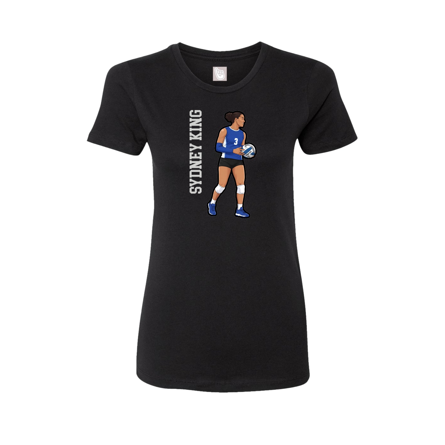 Fitted Women's Tee — Name Vertical in Black