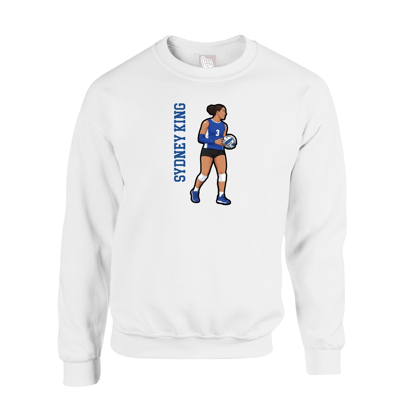 Fleece Crew — Name Vertical in White
