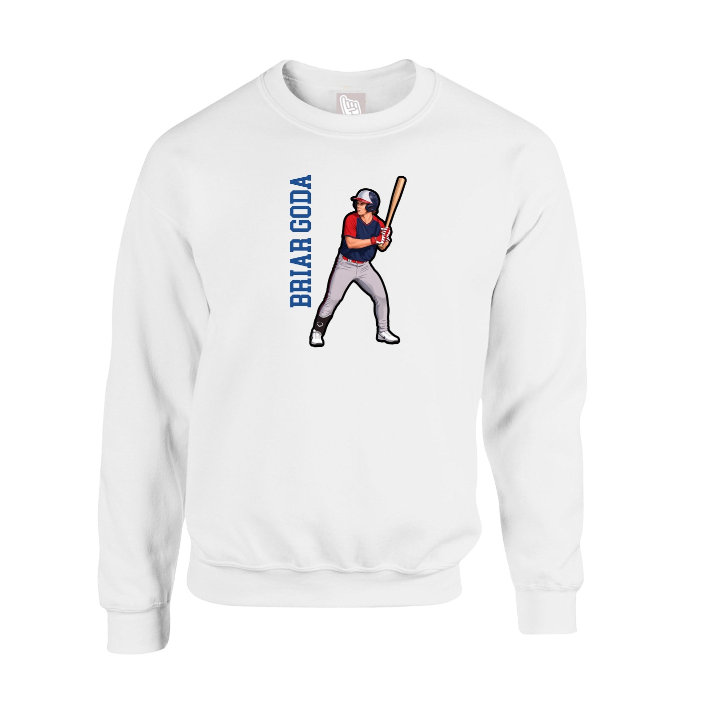 Fleece Crew — Name Vertical in White