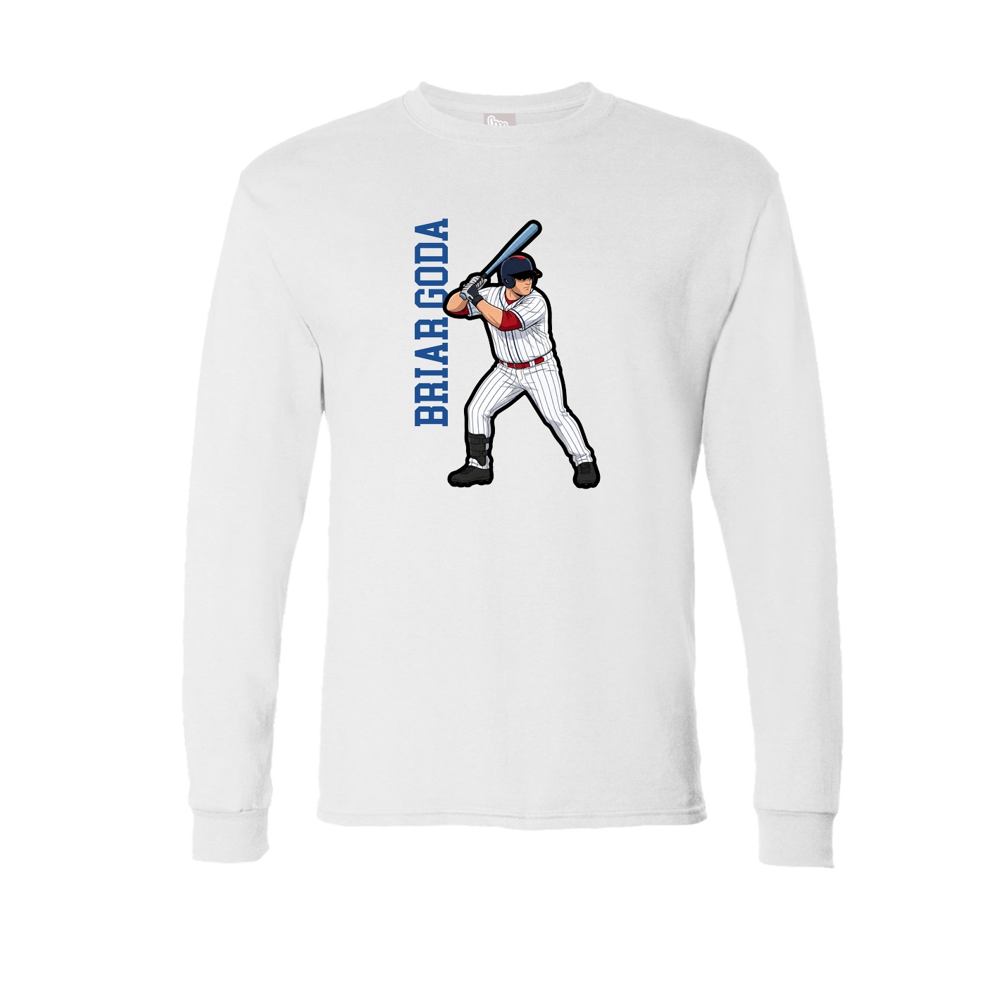 Long Sleeve Tee — Name Vertical in White