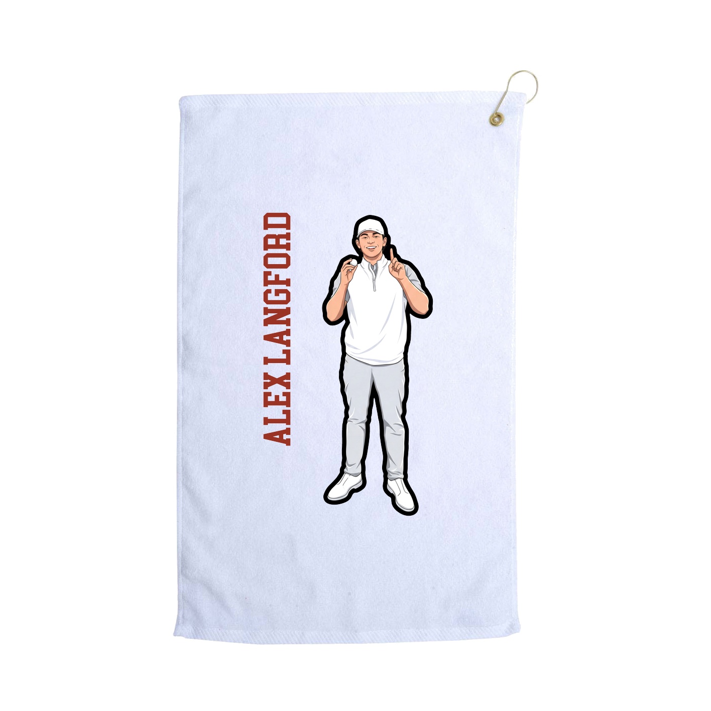 Golf Towel — Name Vertical in White