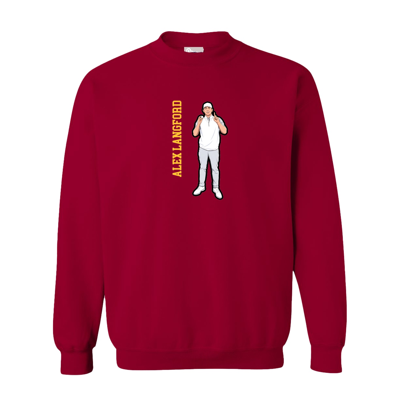 Fleece Crew — Name Vertical in Cardinal