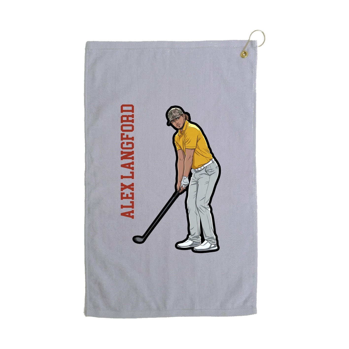 Golf Towel — Name Vertical in Grey