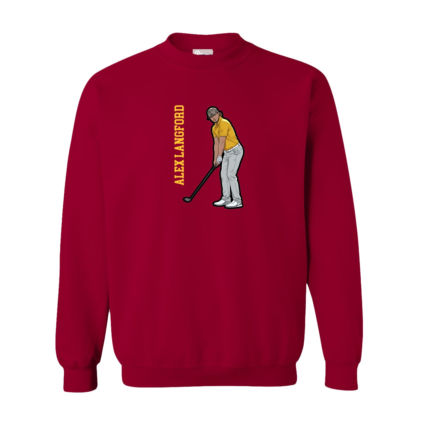 Fleece Crew — Name Vertical in Cardinal
