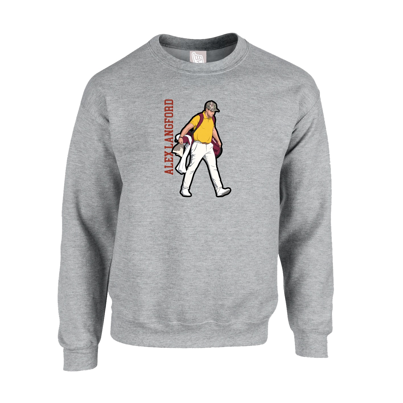Fleece Crew — Name Vertical in Grey