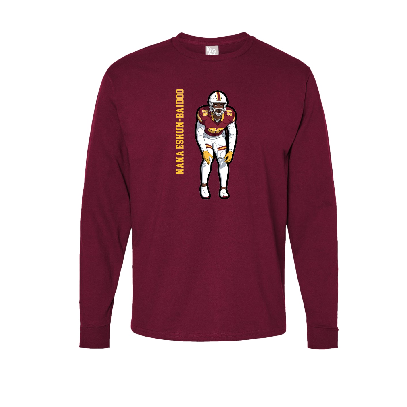 Long Sleeve Tee — Name Vertical in Cardinal