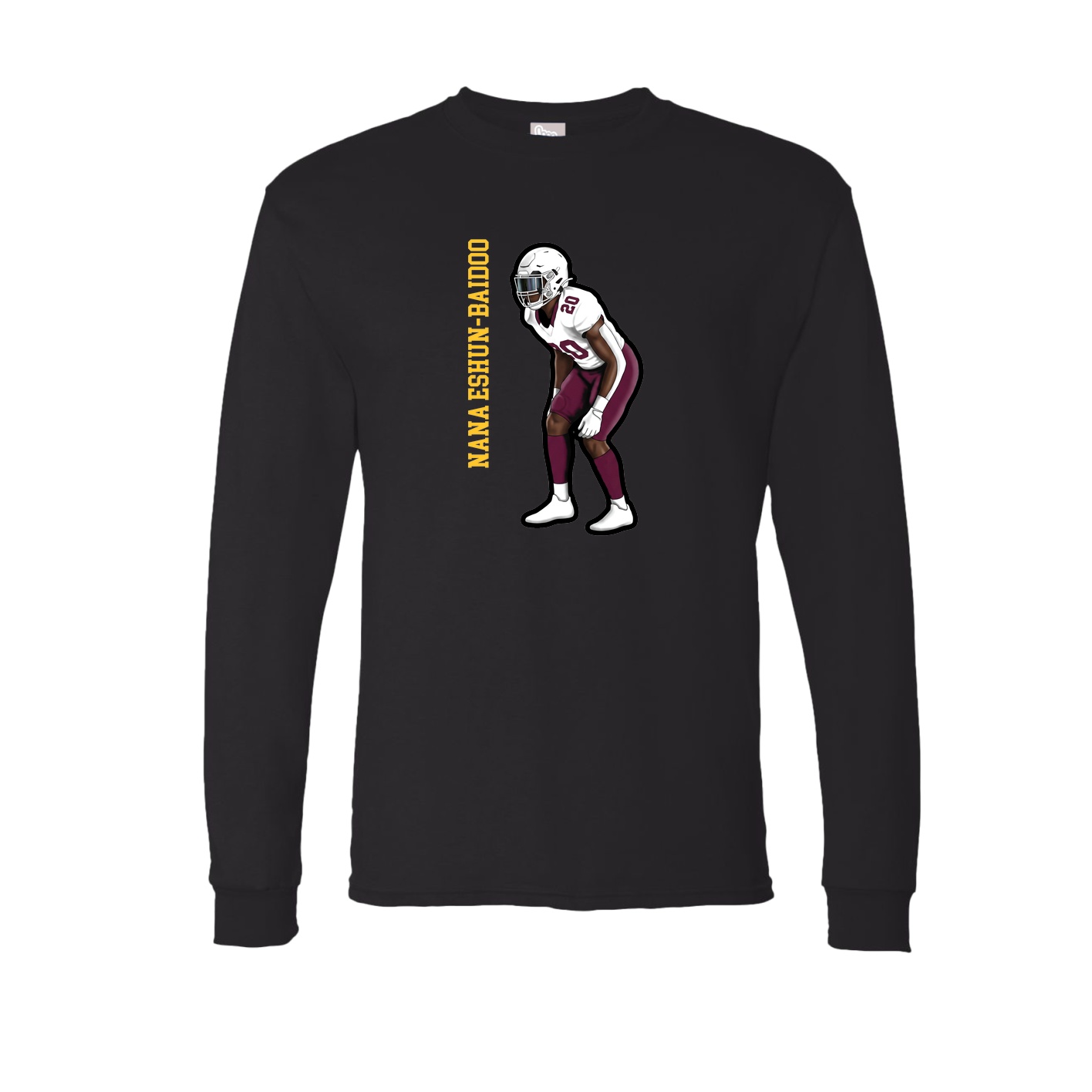 Long Sleeve Tee — Name Vertical in Black