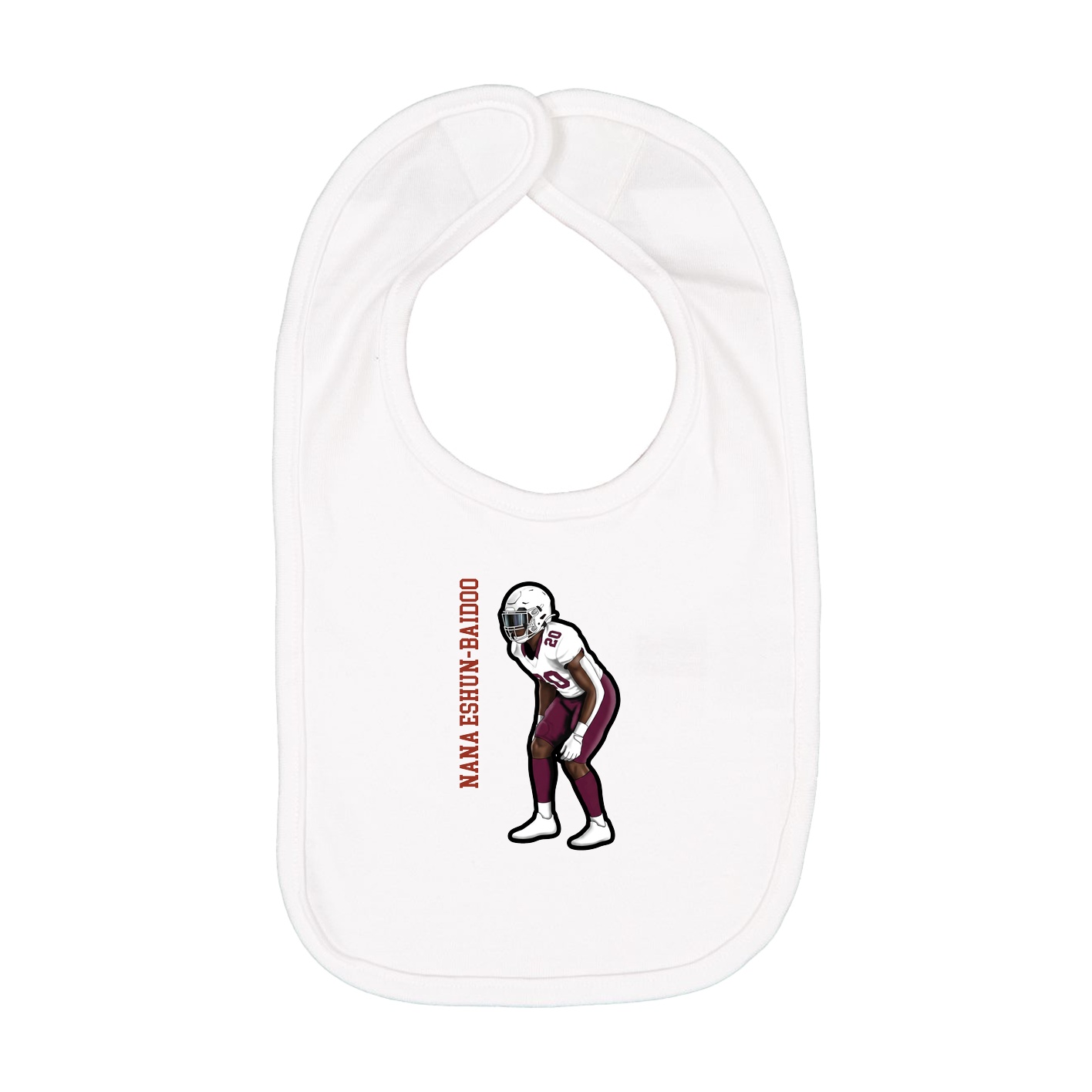 Infant Bib — Name Vertical in White