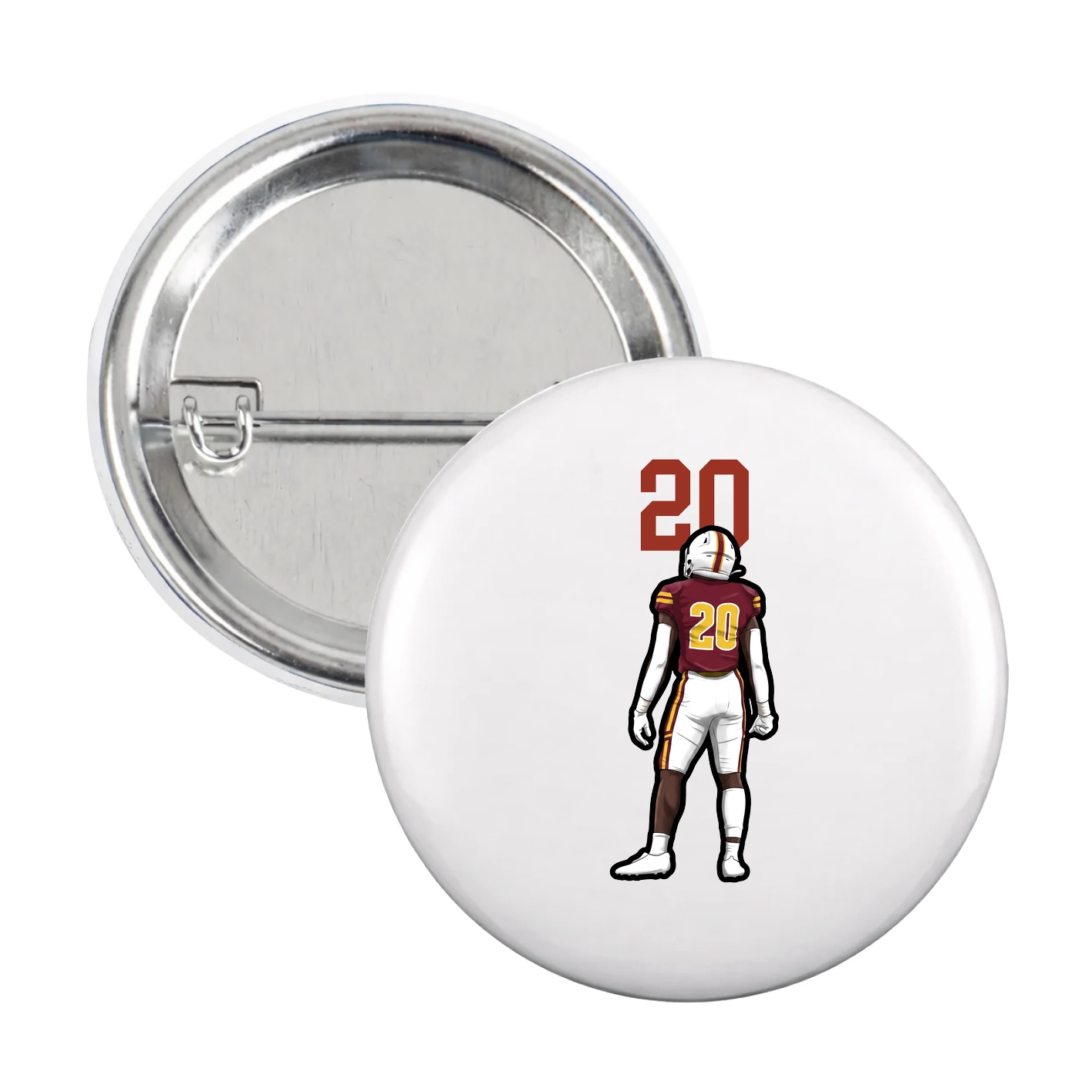 Game Day Button — Number Top in White