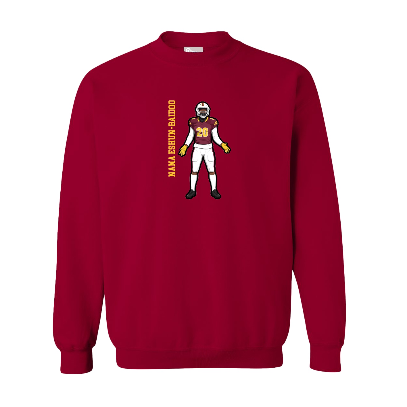 Fleece Crew — Name Vertical in Cardinal