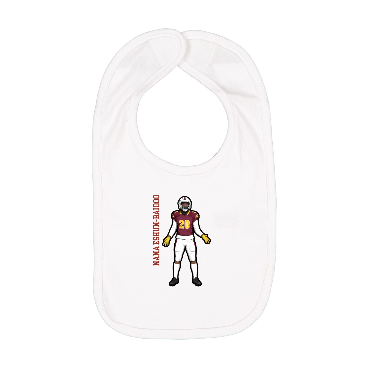 Infant Bib — Name Vertical in White