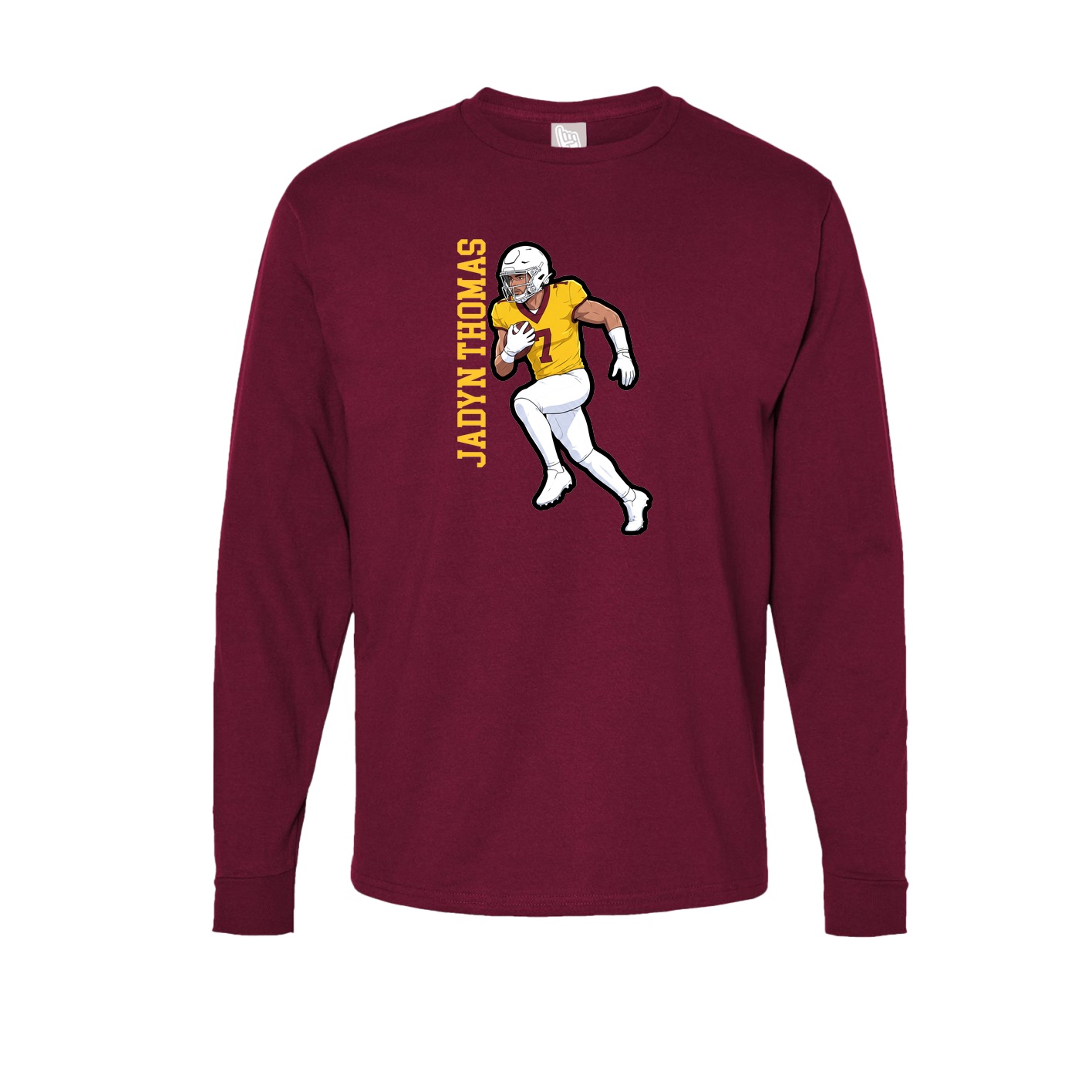 Long Sleeve Tee — Name Vertical in Cardinal