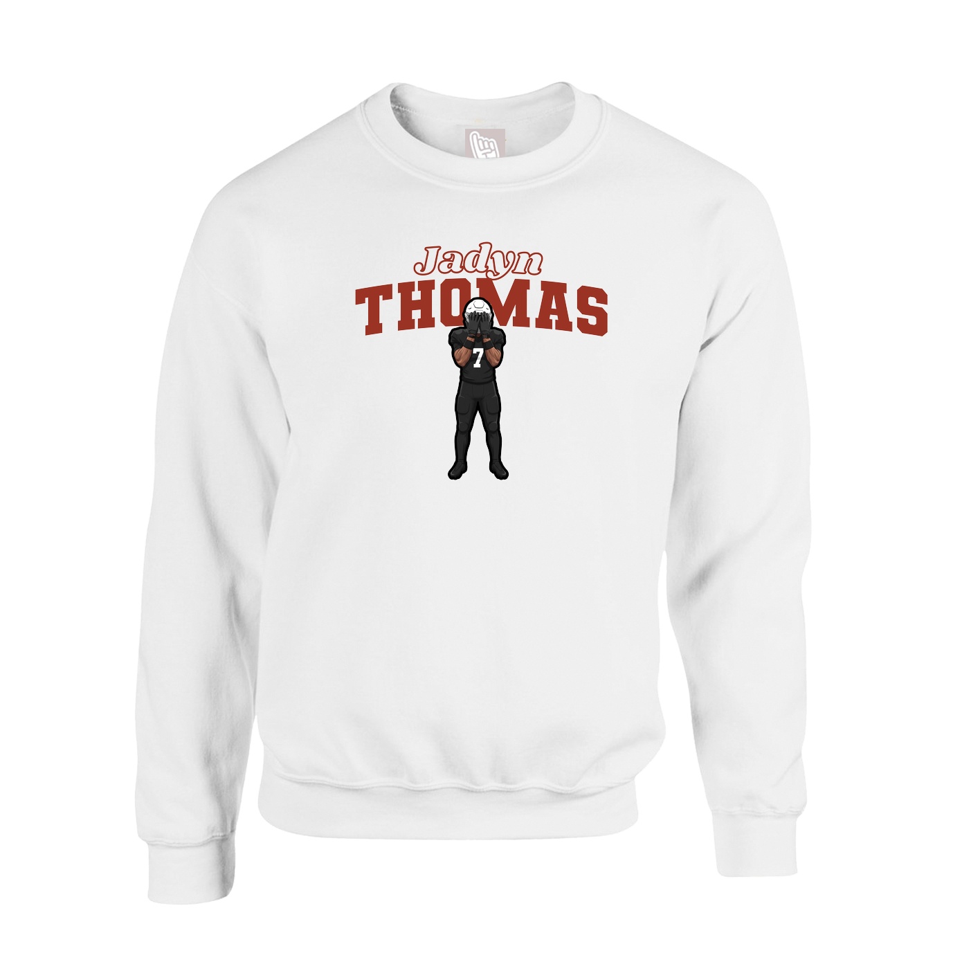 Fleece Crew — Name Arch in White