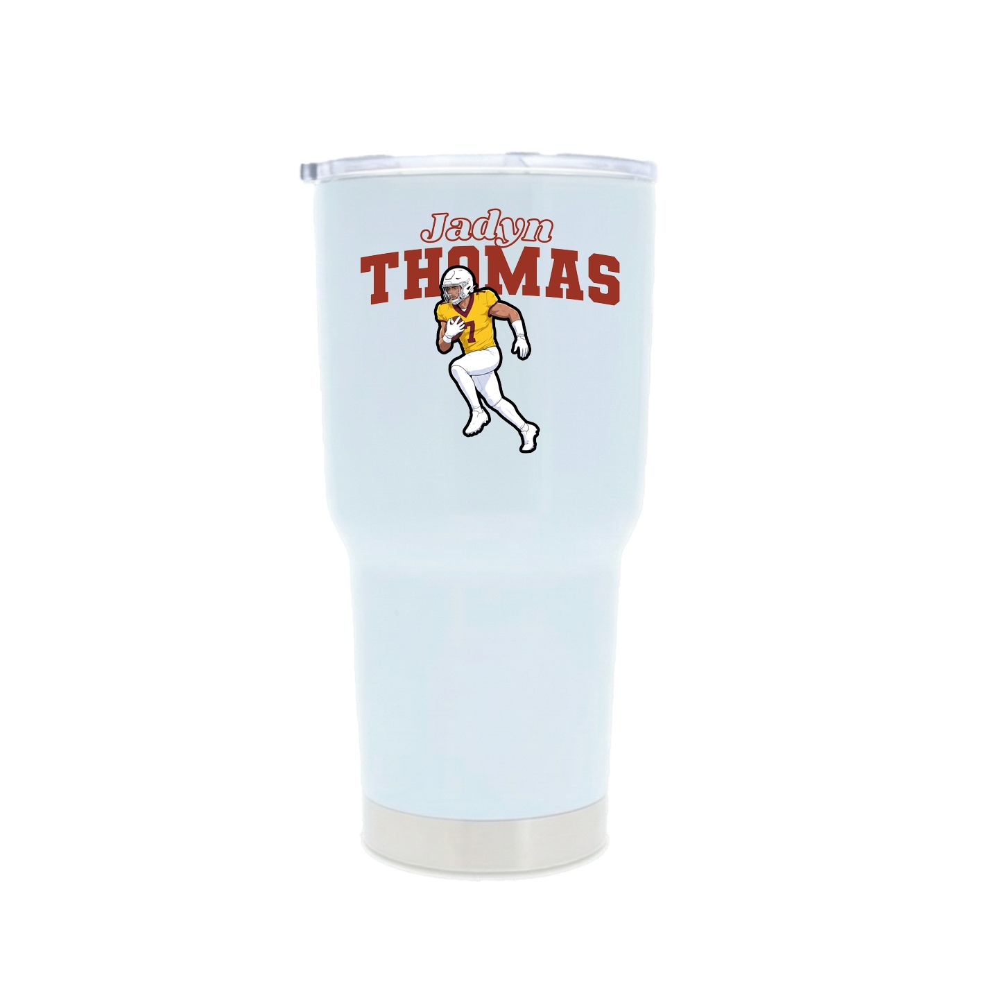 30oz Stainless Steel Tumbler — Name Arch in White