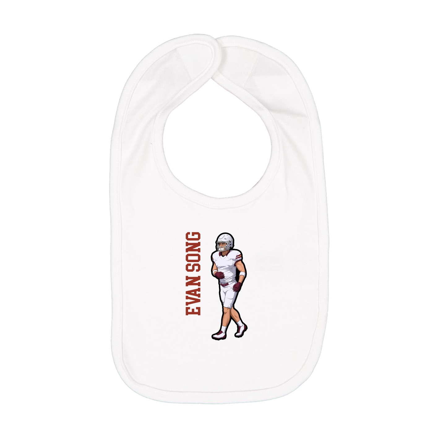 Infant Bib — Name Vertical in White