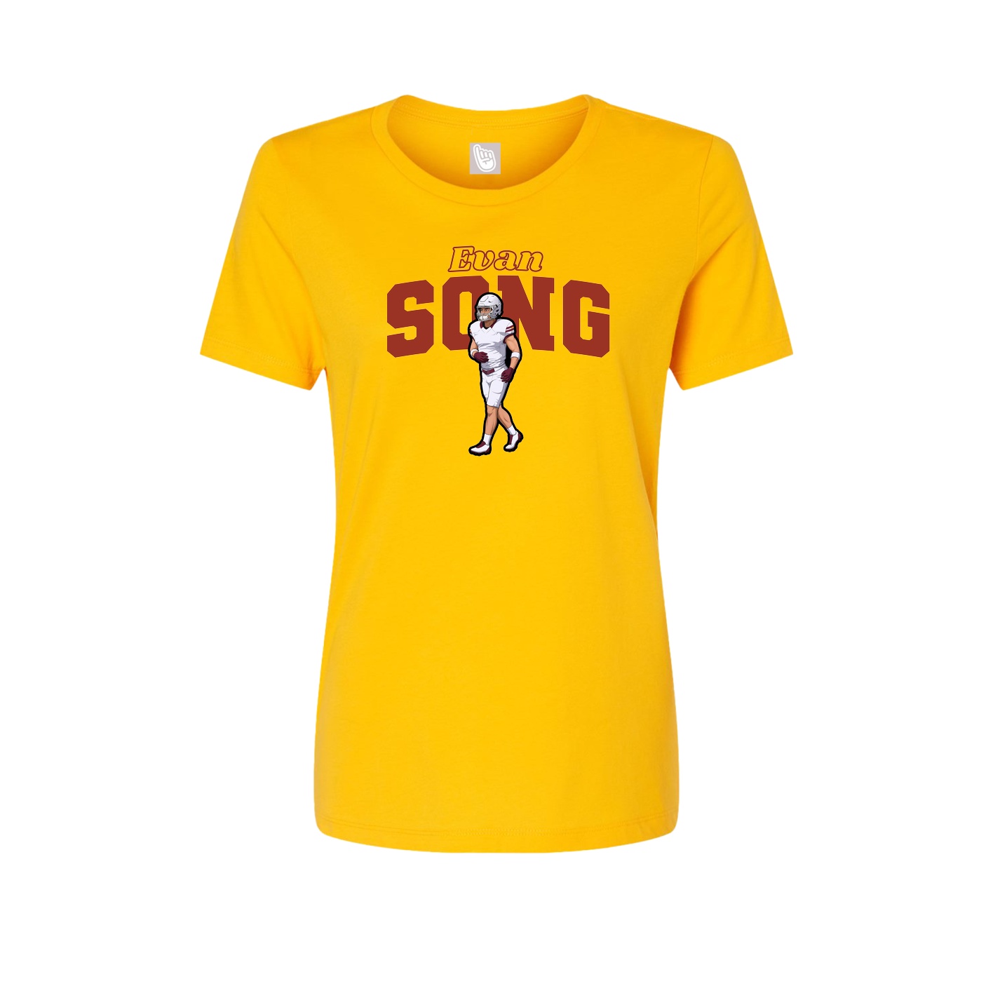 Fitted Women's Tee — Name Arch in Gold