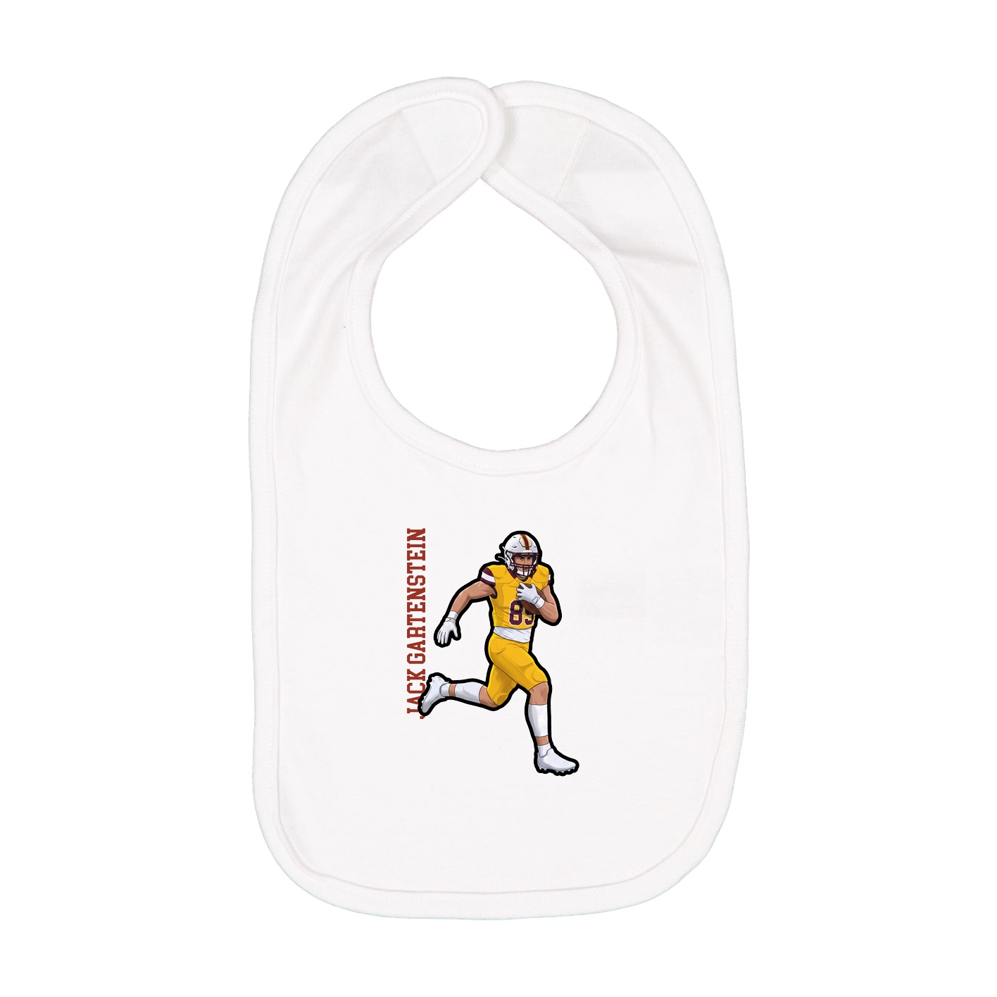 Infant Bib — Name Vertical in White