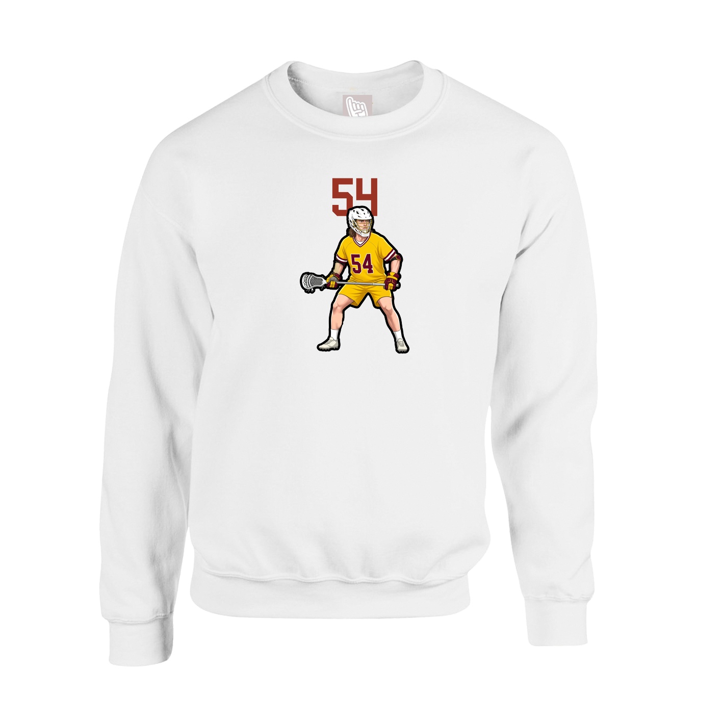 Fleece Crew — Number Top in White
