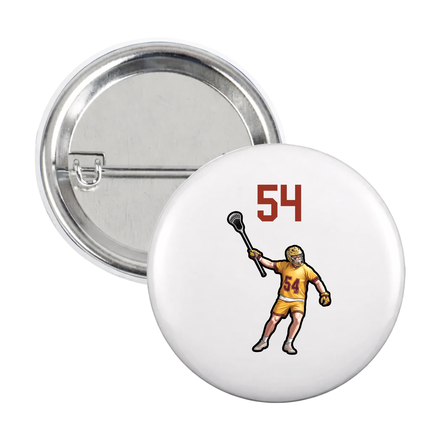Game Day Button — Number Top in White