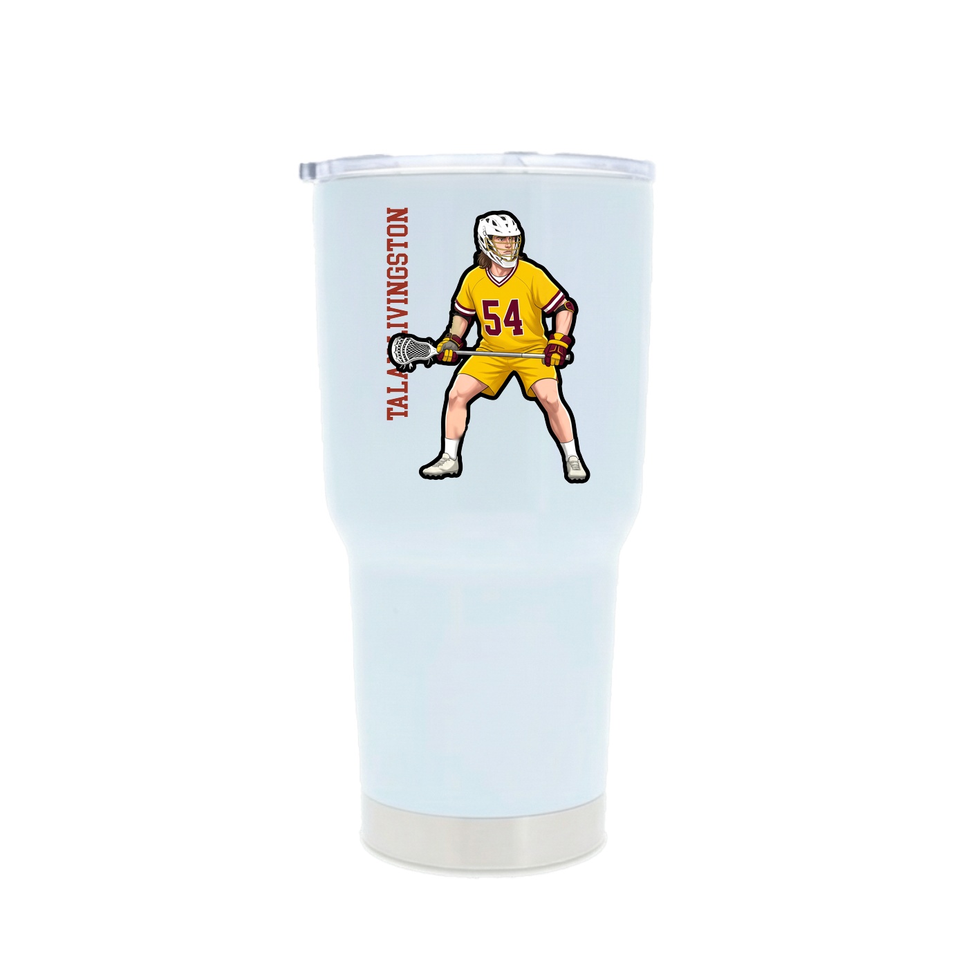 30oz Stainless Steel Tumbler — Name Vertical in White