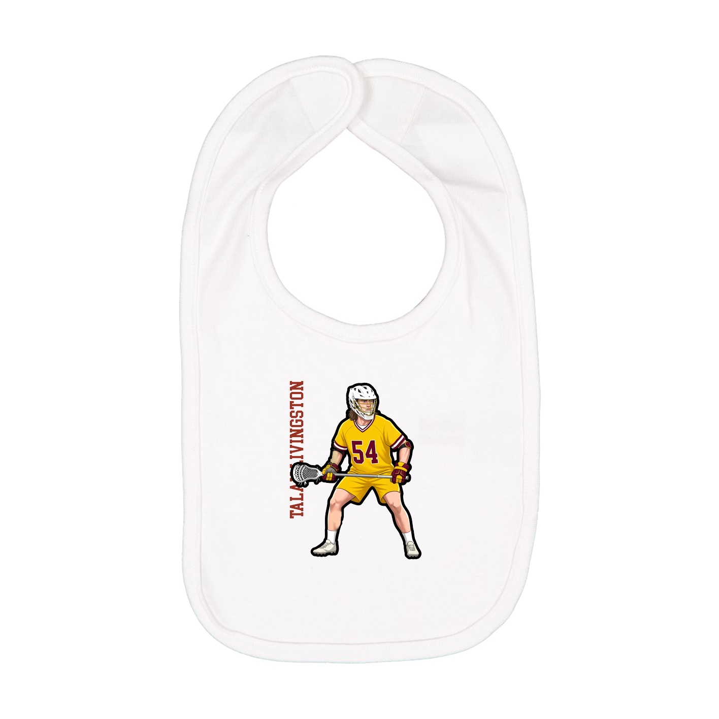 Infant Bib — Name Vertical in White