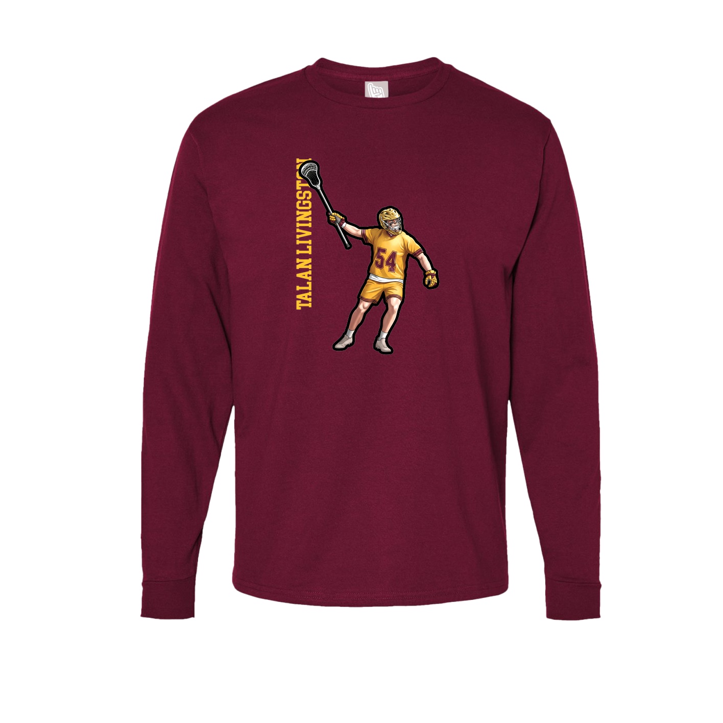 Long Sleeve Tee — Name Vertical in Cardinal