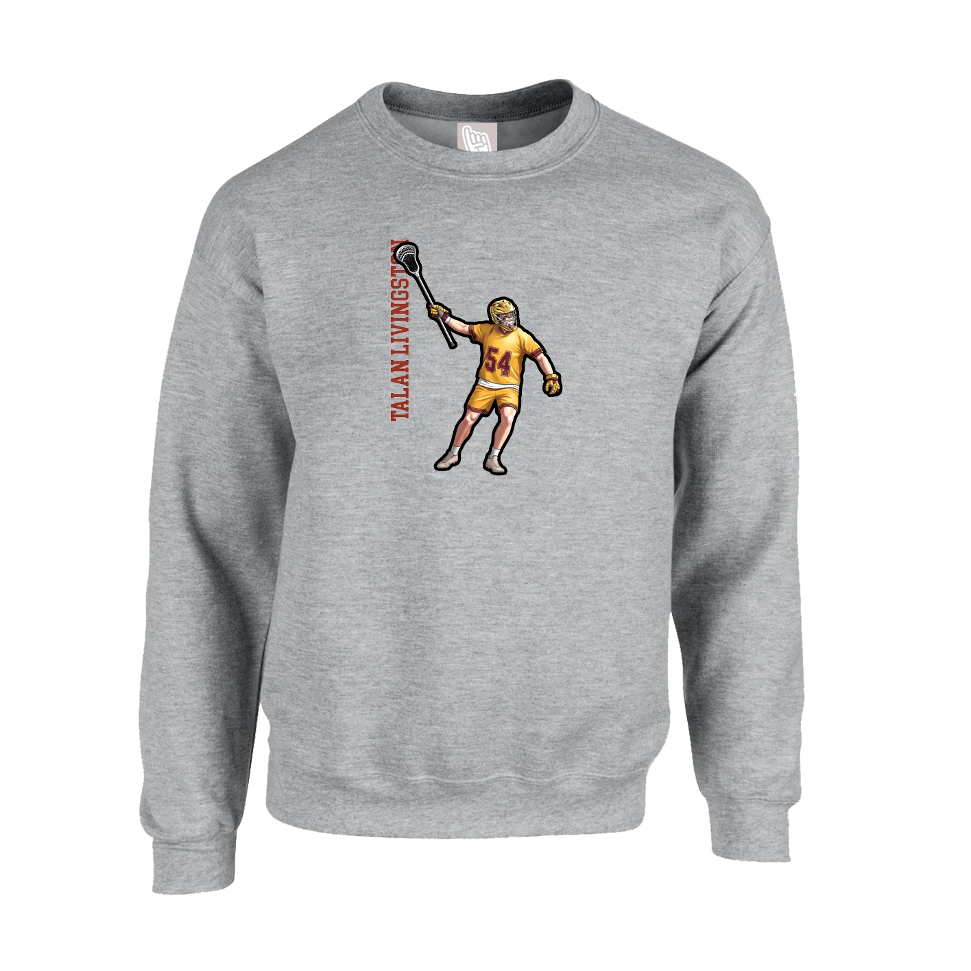 Fleece Crew — Name Vertical in Grey