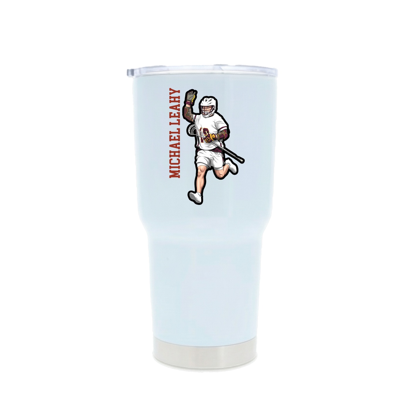 30oz Stainless Steel Tumbler — Name Vertical in White
