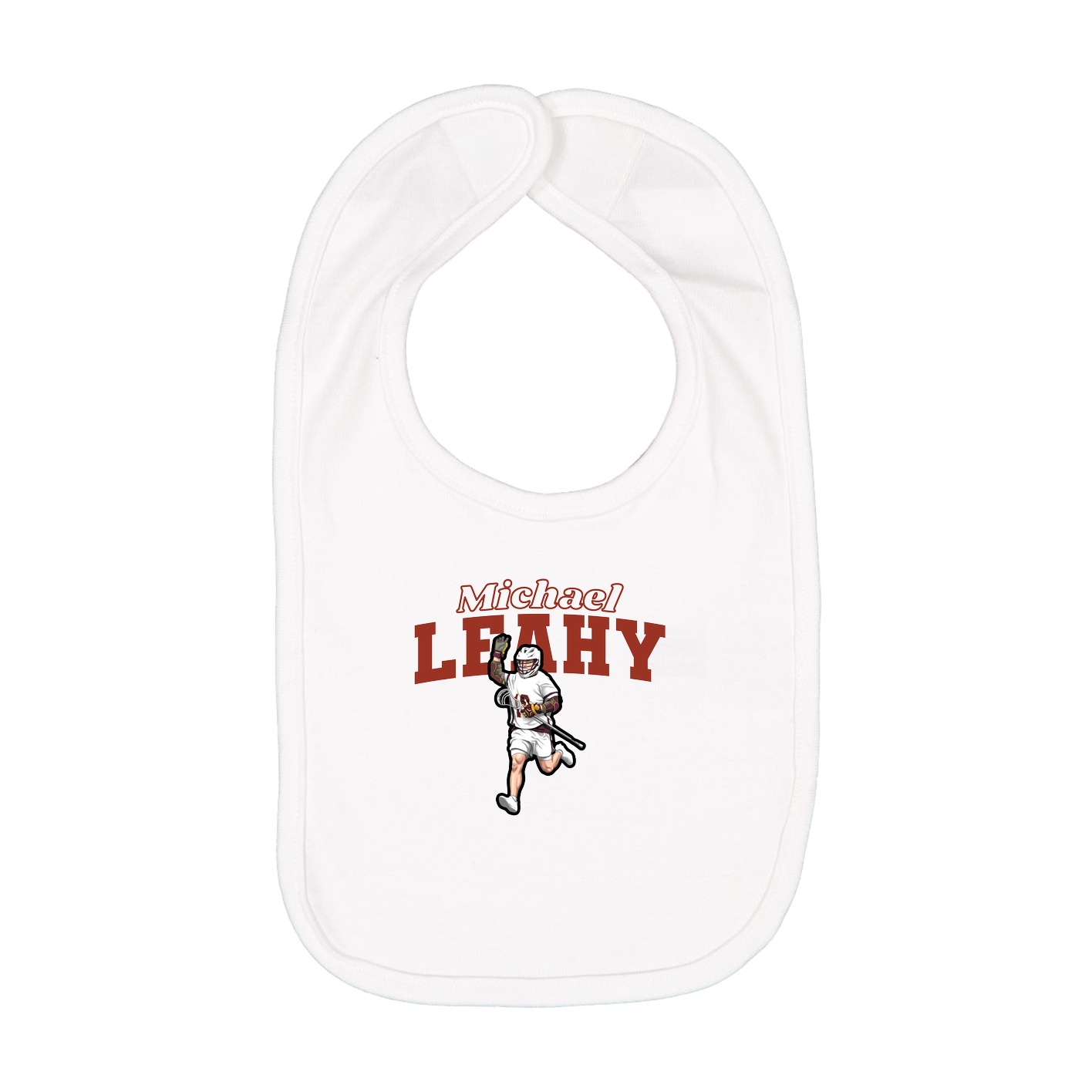 Infant Bib — Name Arch in White