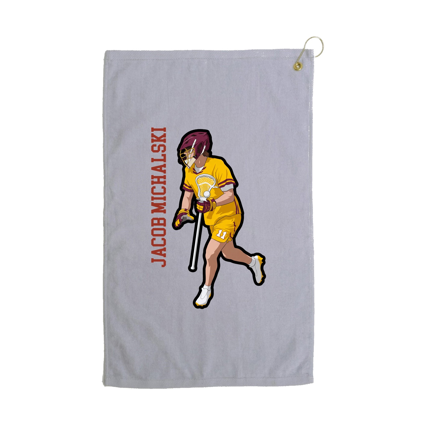 Golf Towel — Name Vertical in Grey