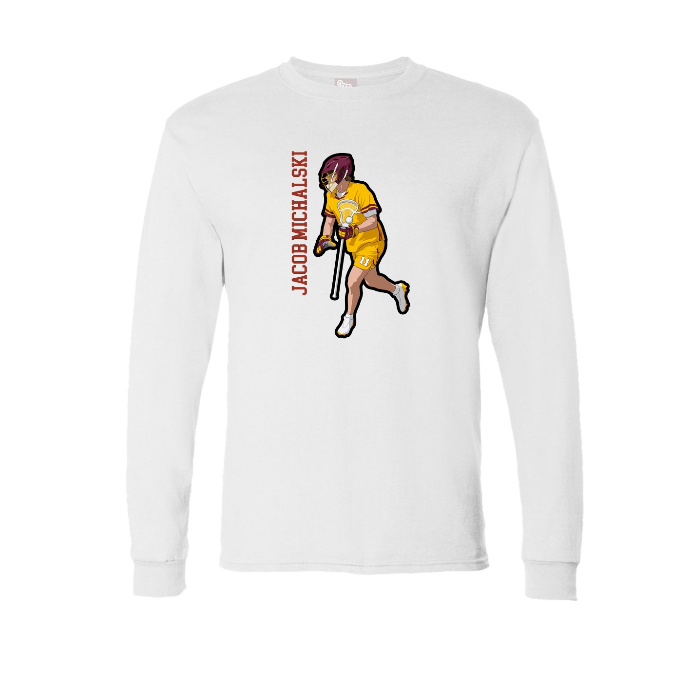 Long Sleeve Tee — Name Vertical in White