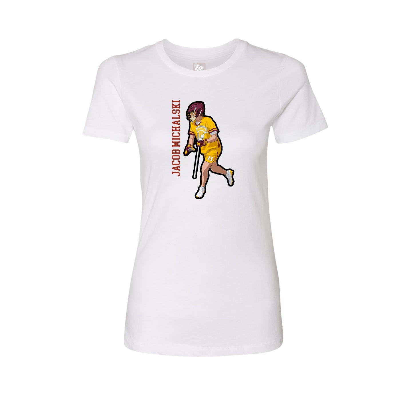 Fitted Women's Tee — Name Vertical in White