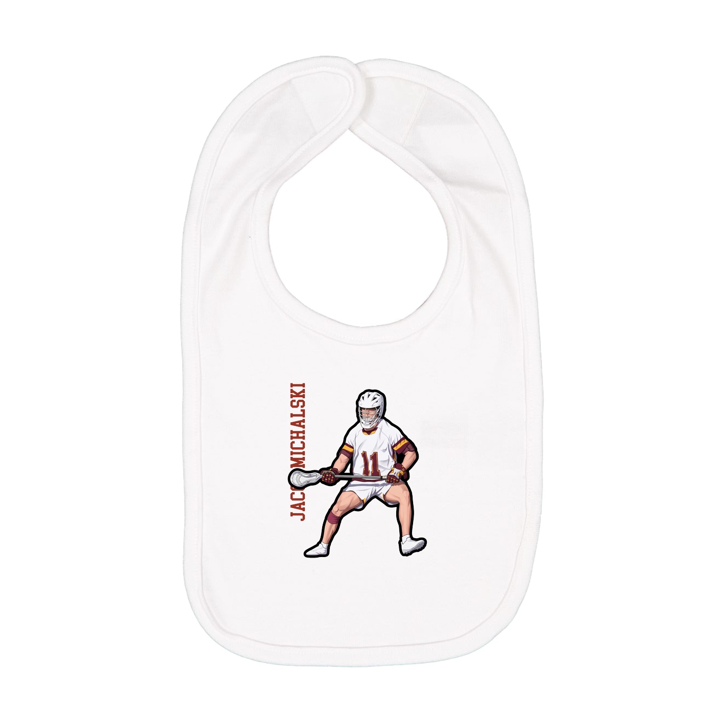 Infant Bib — Name Vertical in White