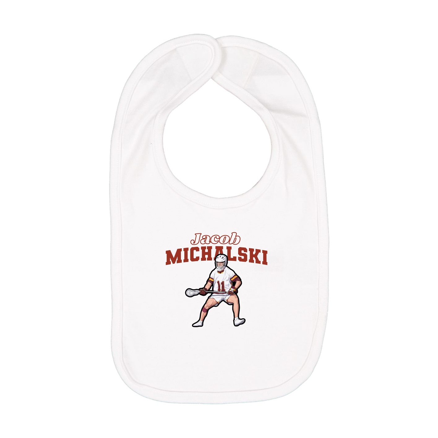 Infant Bib — Name Arch in White