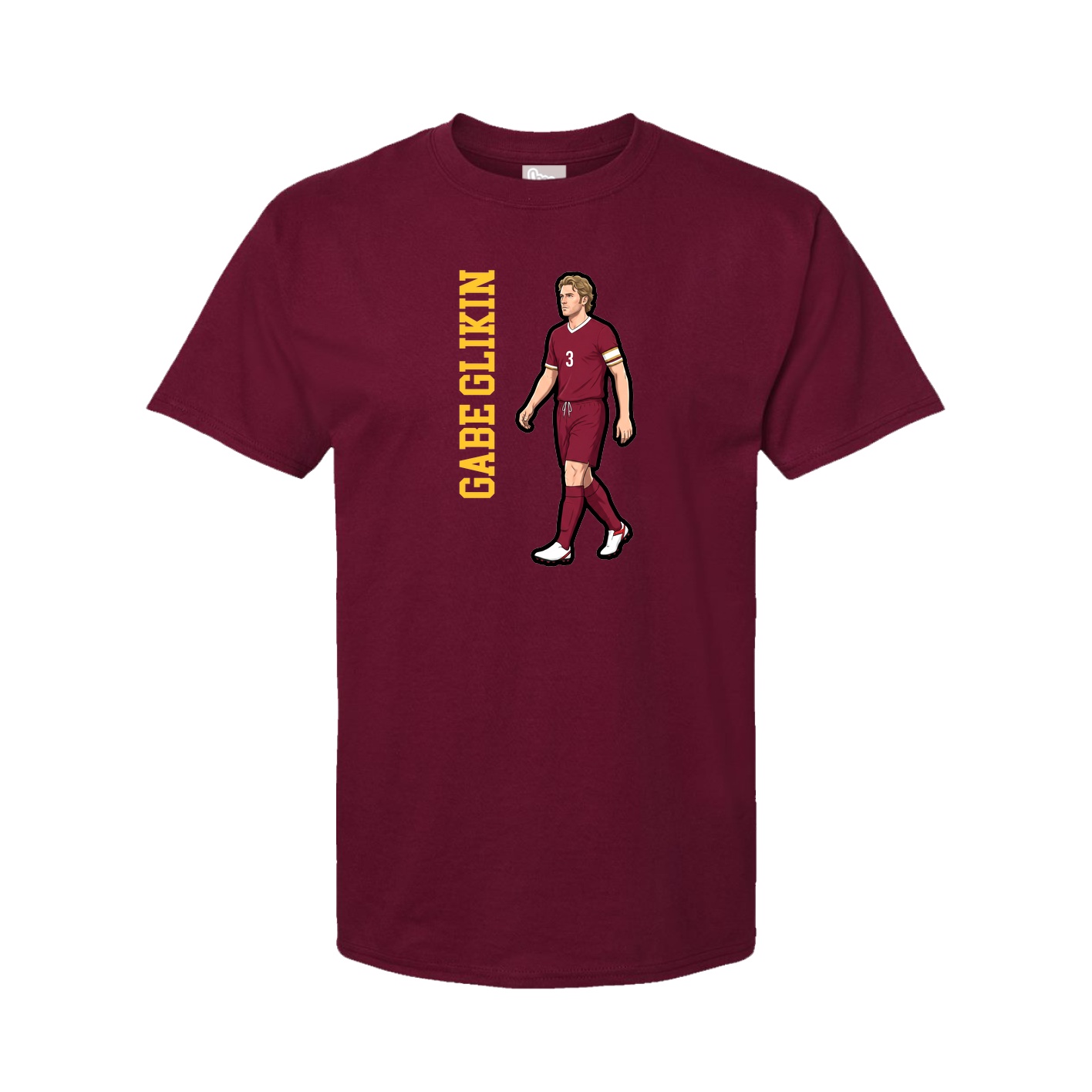Youth Tee — Name Vertical in Cardinal