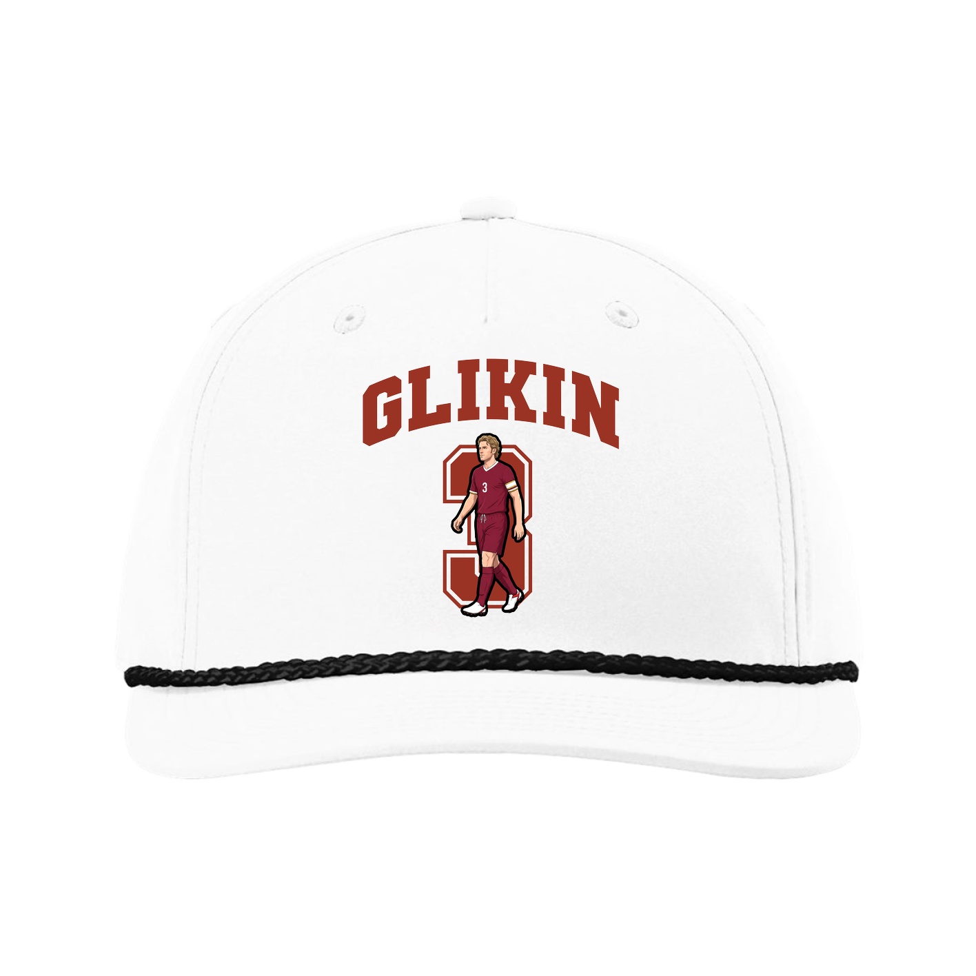 Five-Panel Classic Rope Cap — Number in White